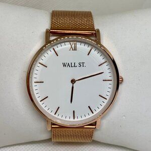Wall Street men watch 40mm quartz rose gold tone adjustable mesh band running